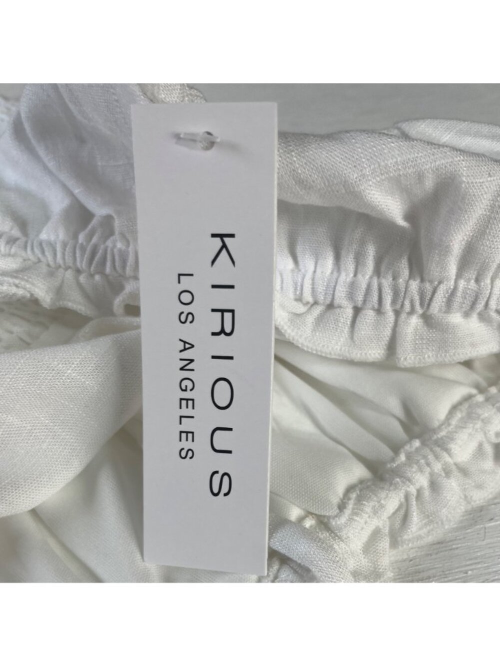 Kirious Smocked Crop Top‎ Linen Blend Large White New Milkmaid Babydoll - Picture 8 of 8